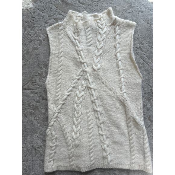 Sleeveless Cable Knit Sweater Vest ZARA Ivory White Women’s Small NWT - Picture 4 of 7